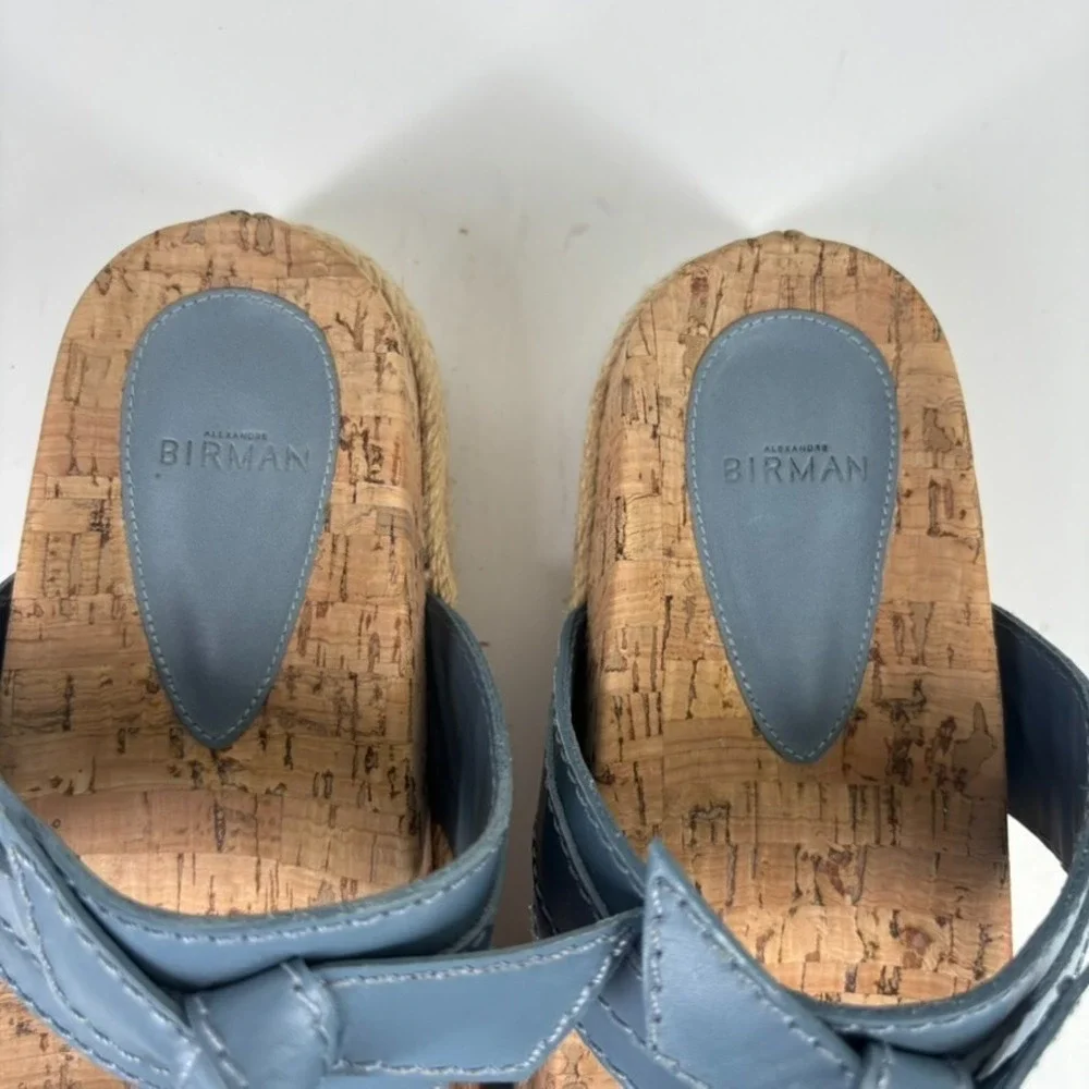 Alexandre Birman Clarita Women's 8.5 Blue Double-Knot Flatform Espadrille Sandal